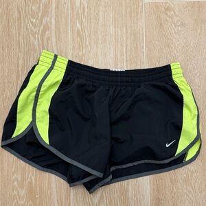 Nike Women's Athletic Shorts in Black and Neon Yellow
